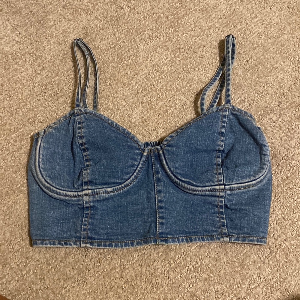 Amuse denim cropped tank
